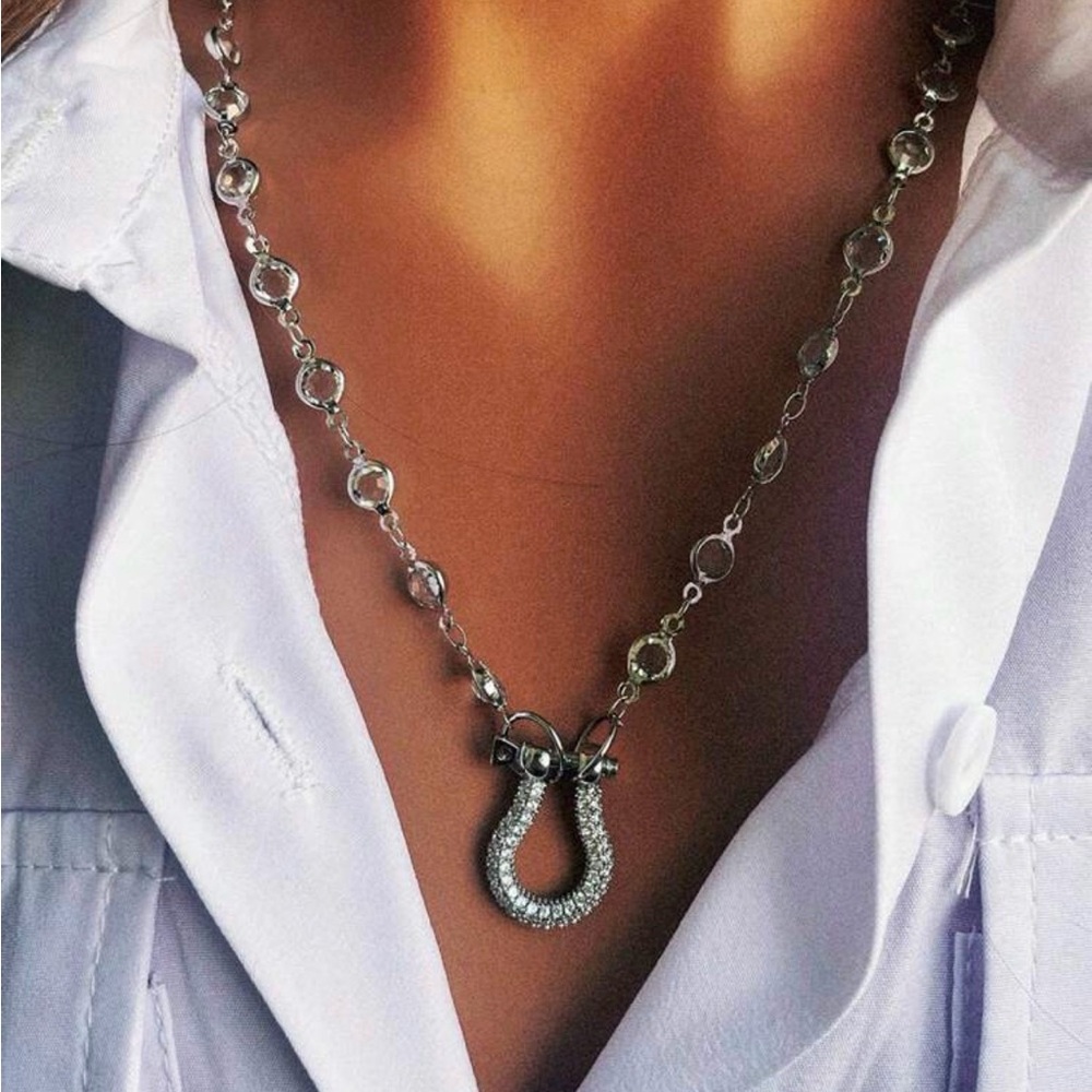 Western Silver Horseshoe Necklace Cowgirls Southwestern cowboy Style
